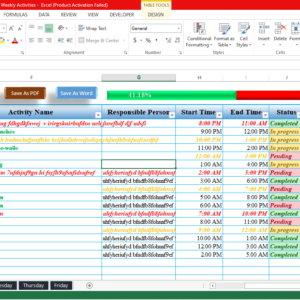 Weekly Tracking Activity Template