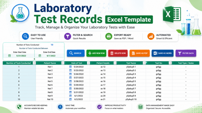 Excel Lab Inspection Laboratory test form template - Excel Data Entry Sheets